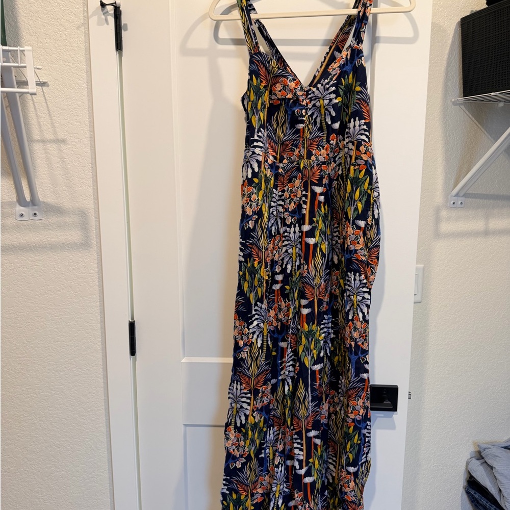 Anthropologie Navy Floral Jumpsuit